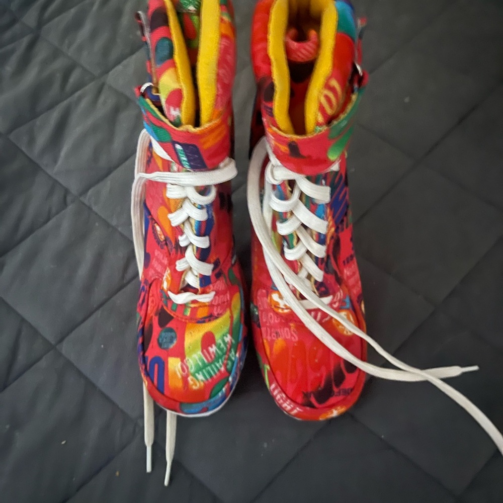 Bumper Women's Multicolor Lace-Up Ankle Boots - Red, Yellow, Blue, Green